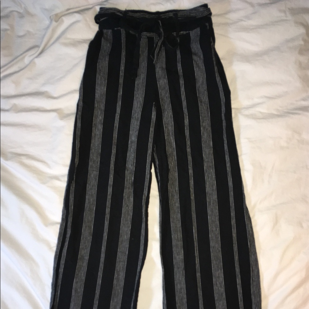 LAST CHANCE!Black with white pinstripe flare pants